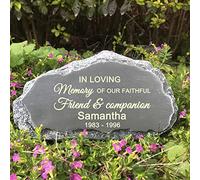 CUDMORERBE Personalized Pet Memorial Stone, Mountain Shape Pet Grave Marker Tombstone Garden Stone With Sympathy Poem -In loving memory of our faithful friend & companion