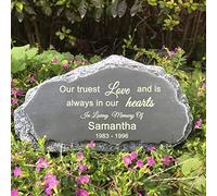 CUDMORERBE Personalized Pet Memorial Stone, Mountain Shape Pet Grave Marker Tombstone Garden Stone With Sympathy Poem -Our truest love and is always in our hearts