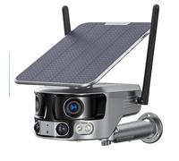 CUDTAPI 4G Solar Panoramic Security Camera Outdoor 4K 180° Ultra Wide View Angle Dual Lens PIR Detection Home CCTV Camera(4K WIFI NO SD Card)
