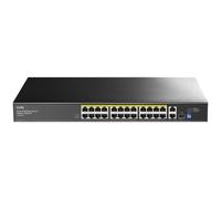 Cudy 100Mbps Ethernet Unmanaged PoE+ Switch, 300W, 24 FbE Ports, 802.3af/at Mode A PoE+, 1 SFP, 2 GbE Uplink, 19-inch Rackmount, FS1026PS1