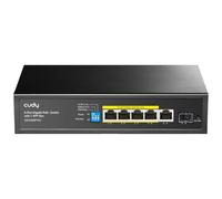 Cudy 6 Port Gigabit PoE+ Unmanaged Switch, 1 SFP, 60W Port 1, GS1005PTS1 | 4x GbE 802.3af/at with Hi-PoE P1, 1x GbE upstream, 1x fiber, 120W budget, 12.5 Gbps capacity, port isolation/250m mode