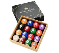 Cue-King Pool Balls, Grade 2” UK Size, Pool Table Balls, Pool Ball Set, Premium Quality, Spots and Stripes Design