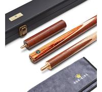 Cue-King Pool Cue Premier 400, Snooker Cue, Handmade 57" 18oz 3/4 Jointed with Case, Zebra Wood Cue with Hardcase, Extension and Microfibre Cue Towel, Snooker Cues, Pool Cues, Snooker Cue Case