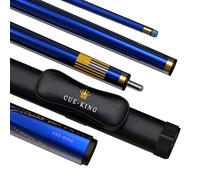 Cue-King Premier Pool Cue 58” 20oz 2 Piece with 10.5mm Premium Tip Finished in Gloss Blue with Pro Leather Cue Case Included, Pool Cue Stick, Professional Pool Cue