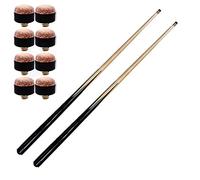 cueball16 2 x 42 SHORT - MEDIUM POOL CUES For KIDS & SMALL PLACES & 8 FREE Spare TIPS