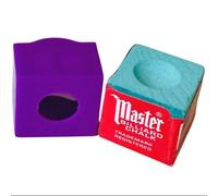 cueball16 Multicoloured Soft Plastic Cue Chalk Holder for Pool & Snooker Cue Tip Chalk + GREEN Master Chalk (Purple)