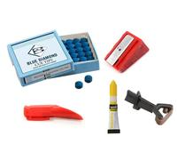 cueball16 Pool/Snooker Cue Tip Clamp Repair Kit for Billiard Cue Tips Repair with 2 x 10mm Blue Diamond Cue Tips