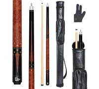 CUEBAR Pool Stick with Hard Case, 58-Inch 2-Piece Brown Billiard Cue 21oz for Tournament Play, Low Deflection Maple Shaft & Unwrapped Grip
