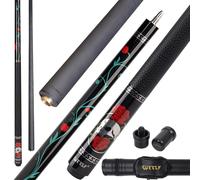 CUEELF Carbon Fiber Pool Cue Stick 58 inches Skull Billiard Cue Sticks Low Deflection Pool Sticks 12.5mm Tip Leather Grip Butt Technology Professional Cues (CA-KL-06, 20 oz)