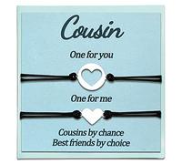 Cueemoff Cousin Gifts for Women Cousins by Chance Best Friends by Choice Matching Bracelets for 2 Sisters Brothers Jewelry Heart Adjustable Bracelet Birthday Gifts Gift, M