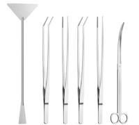 CUEMOON Set of 6 Aquarium Aquascaping Tools, Stainless Steel Aquarium Accessories, Anti-Rust Tweezers, Scissors, Scraper Tool Set