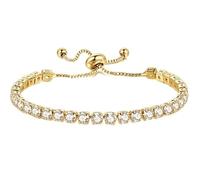 CUEMOON Women's Bracelet Silver Tennis with Christmas Stones and 5A Sparkle Cubic Zirconia Birthday Silver for Girlfriend Mother Her, Taglia Unica, Alloy Steel, No