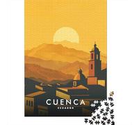 Cuenca, Ecuador Sunset 1000 Piece Jigsaw Puzzle, Asian Architecture Inspired View, 1000 Pieces for Adults, Birthday Gift for Travel Lovers, Gift Idea, 70x50cm/1000pcs