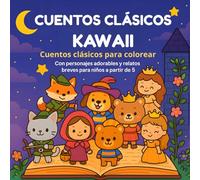 CUENTOS CLÁSICOS KAWAII EN ESPAÑOL (CLASSIC KAWAII TALES) PARA LEER Y COLOREAR: PARA NIÑOS Y NIÑAS DE 4 A 8 AÑOS Y PERSONAS MAYORES, DIBUJOS GRANDES.