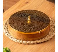CÜRAA by YFL home Spice Box for Kitchen with Spoon (Acacia Wood, 7 Detachable containers, 120 ML) | Masala box for Kitchen | Spice Storage Container | Stylish Masala Dani for gift