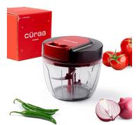 CÜRAA ChopLab Lite Manual Vegetable Chopper for Kitchen Use | By Chef Sanjyot Keer | Mini Chopper for Kitchen with Stainless Steel Blades - 650ml (Red)