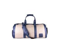Cuero Estilo Vegan Leather Travel Duffle Bag - Stylish & Eco-Friendly Weekender with Shoe Compartment, Water-Resistant, Durable for Short Trips & Gym., Plain Navy and Grainy Grey, Cuero Estilo Vegan