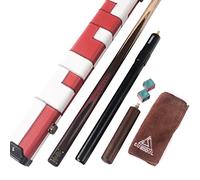CUESOUL 57" 3/4 Joint Snooker Billiard Pool Cue Handcrafted Rosewood Butt Includes 50cm Rosewood/Telescopic Aluminium Extension with 6" Mini Butt, MDF Protective Case, 9.5mm Tip Snooker Cue Set (D411