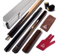 CUESOUL 57" Handcraft 3/4 Jointed Snooker Cue with 2 Cue Extension Packed in Aluminium Cue Case D307