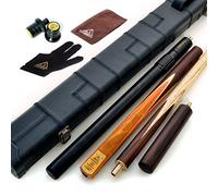 CUESOUL 57" 3/4 Jointed Snooker Cue Hand-Spliced with 2 Extensions Packed in Leatherette Cue Case(CSSC-D418)