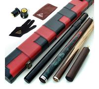 CUESOUL 57" Hand-Spliced 3/4 Jointed Snooker Cue with 2 Extensions Packed in Leatherette Cue Case(CSSC-D417)