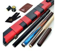 CUESOUL 57" Hand-Spliced 3/4 Jointed Snooker Cue with 2 Extensions Packed in Leatherette Cue Case(CSSC-D416)