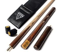 CUESOUL 57" Handcraft 3/4 Jointed Snooker Cue with Extension/Joint Protector Packed in Leatherette Cue Bag (D306)