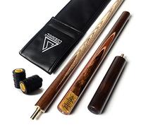 CUESOUL 57" Handcraft 3/4 Jointed Snooker Cue With Extension/Joint Protector Packed in Leatherette Cue Bag (D303)