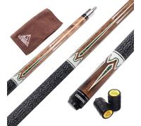CUESOUL 58 Inch 19oz 1/2 Jointed Maple Billiard Pool Cue Stick Set with Irish Linen Wrap, Canadian Maple Shaft Weight Adjustable, 13mm 6-Layered Baked Pig Leather Tip & Rubber Bumper (CSTB001)