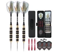 CUESOUL ARCH Steel Tip Darts Set 26 Grams Durable Aluminum Shafts Black Brass Barrels 3 Dart Flights Dart with Case(ARCH-F1308)