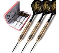 CUESOUL Black Scorpion Series 20g/22g/24g Professional Steel Tip Darts Set Brass Barrels Shockproof Deluxe PU Carry Case for Pub, Game Room & League Play(CBSHF2003-L)