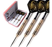 CUESOUL Black Scorpion Series 20g/22g/24g Professional Steel Tip Darts Set Brass Barrels Shockproof Deluxe PU Carry Case for Pub, Game Room & League Play(HX-SL-F3203L)