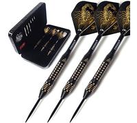 CUESOUL Black Scorpion Series 20g/22g/24g Professional Steel Tip Darts Set Brass Barrels Shockproof Deluxe PU Carry Case for Pub, Game Room & League Play(HX-SL-F3101L)