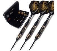 CUESOUL Black Scorpion Series 20g/22g/24g Professional Steel Tip Darts Set Brass Barrels Shockproof Deluxe PU Carry Case for Pub, Game Room & League Play(HX-SL-F3102L)