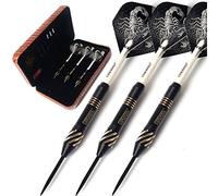 CUESOUL Black Scorpion Series 20g/22g/24g Professional Steel Tip Darts Set Brass Barrels Shockproof Deluxe PU Carry Case for Pub, Game Room & League Play(CBSHF2004-L)