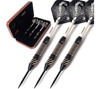 CUESOUL Black Scorpion Series 20g/22g/24g Professional Steel Tip Darts Set Brass Barrels Shockproof Deluxe PU Carry Case for Pub, Game Room & League Play(HX-SL-F3206L)