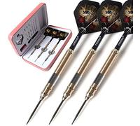 CUESOUL Dragon Series 21 Grams Professional Steel Tip Darts Set Brass Barrels Shockproof Deluxe PU Carry Case Nylon Shafts Well Balanced (JLF2301-L)