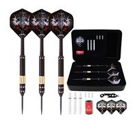 CUESOUL Dragon Series 23 Grams Professional Steel Tip Darts Set Brass Barrels Shockproof Deluxe PU Carry Case Nylon Shafts Well Balanced (JL-SL-J2103L)