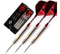 CUESOUL Dragon Series Steel Tip Darts Set 21 Grams Brass Barrels Durable Aluminum Shafts Great Grip Accuracy Good solid Accurate Darts Case Portable (JIAOLONG-F2302)