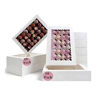 CUESVAP 10 Pcs 12 Inch Cookie Boxes with Window, 12" x 8" x 2.5" - Food Grade Bakery & Cake Boxes for Christmas Gifts, Bakeries, Cupcakes | Pre-Assembled White Kraft Boxes