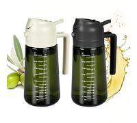 CUESVAP 2-Pack 16oz/470ml 2 in 1 Oil Spray Bottle & Dispenser - Glass Light-Proof Olive Oil Sprayer with Scale Markings, Food-Grade Kitchen Gadgets for Air Fryer, Cooking, Salad, BBQ (White & Black)