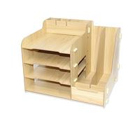 CUESVAP Wooden Desk Tidy Organiser, Office Stationary Desktop File Holder Storage Rack for Letter, A4 Paper, Document 36.8 x 29.8 x 28.4 cm