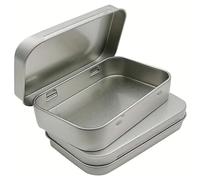 CUEYU 2 PCS Rectangular Small Tin Box, Metal Rectangular Empty Hinged Tins Tin Containers with Hinged Lid, Storage for Candies, Jewelry, and More for Men and Women