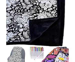 CUEYU DIY Coloring Blanket, Coloring Blankets for Adults, Color Your Own Blankets, Creative Personalized Drawing Art Project, Soft Cozy Fleece Drawing Throw Bedroom Decor