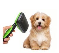 Cufaee Pet Self Cleaning Brush, Stainless Steel Comb Rounded Pins Reduces Painful Pulling, Pet Grooming Shedding Brush for Cats Dogs