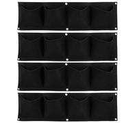 Cufaee Planter, 4 Pocket Plant Grow Bag Wall Mounted Garden Planter Reusable Degradable Felt (Black)