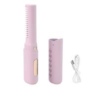 Cufaee Rechargeable Mini Hair Straightener, 3 Adjustable Temperature Anti Scald Straightener Brush, Type C Cordless Straightening Comb for All Hair Types (Purple)