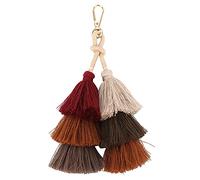 Cufaee Tassel Pendant, Cotton Thread Handmade Soft Craft, Portable Fashionable Tassels for Keychain Craft Clothes Bags Decoration (Coffee color series)