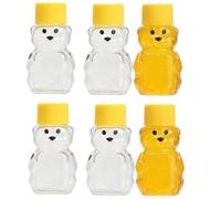Cufarys 6 Pack Honey Bear Bottle 2oz Bear Shape Clear Empty Honey Bottles Honey Jar with Screw Lid,Plastic Mini Honey Jars Party Favors for Storing and Dispensing (6)
