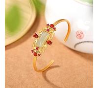 Cuff Bangle Bracelets, Plated Southern Red Agate And Jade Sapphire Hollow Pattern Ladies Women's Bracelets